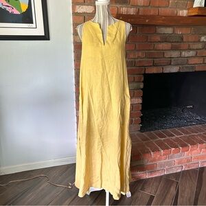 Ottod’ame Sleeveless Linen Midi Dress in Yellow Sz 4